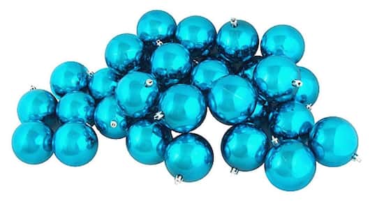 60ct Shiny Turquoise Blue Shatterproof Ball Ornaments